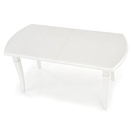 Mobilier bucatarie - Masa living extensibila HM Fryderyk, blat MDF laminat, picioare lemn masiv, 10 persoane, 160-240x90x74 cm, alba