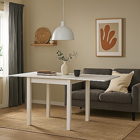Mese - Masa living extensibila HM Gracjan, PAL Laminat, cant ABS, 80-160x80x76 cm, 6 persoane, alb