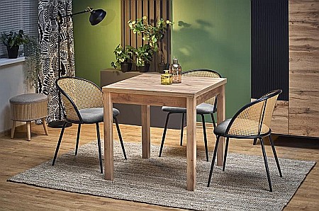 Mese - Masa living extensibila HM Gracjan, PAL Laminat, cant ABS, 80-160x80x76 cm, 6 persoane, stejar artizanal