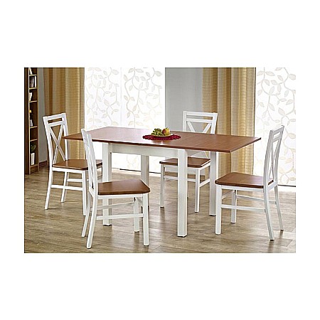 Masa living extensibila HM Gracjan, PAL Laminat, cant ABS, 80-160x80x76 cm, 6 persoane, arin/alb [5]