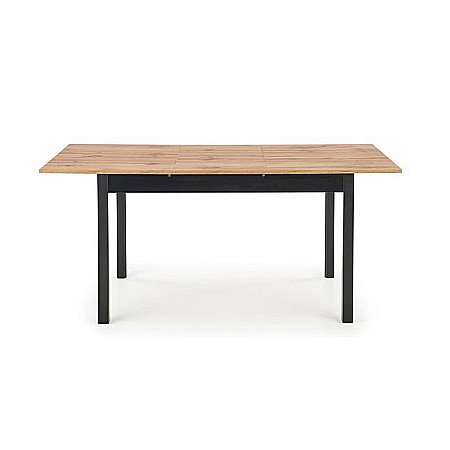 Masa living extensibila HM Greg, PAL Laminat, 124-168x74x75 cm, 6 persoane, stejar wotan/negru [1]