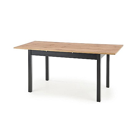 Mese - Masa living extensibila HM Greg, PAL Laminat, 124-168x74x75 cm, 6 persoane, stejar wotan/negru