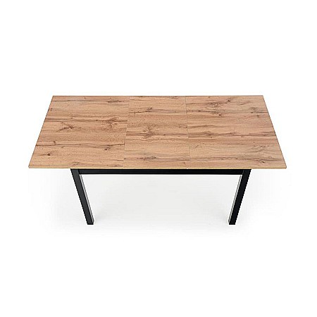 Masa living extensibila HM Greg, PAL Laminat, 124-168x74x75 cm, 6 persoane, stejar wotan/negru [4]