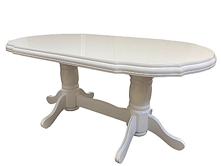 Masa living extensibila SB Nork, MDF Furniruit, structura lemn masiv, 8 persoane, 198-160x90x74 cm, alb [1]