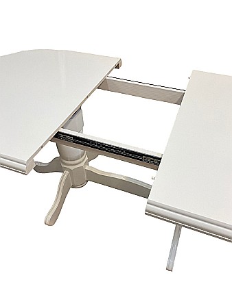 Masa living extensibila SB Nork, MDF Furniruit, structura lemn masiv, 8 persoane, 198-160x90x74 cm, alb [3]
