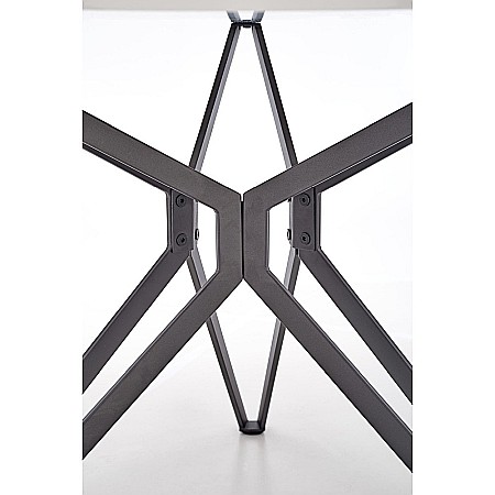 Masa living HM Pixel, MDF lacuit, cadru metalic, 120-160x120x76 cm, 6 persoane, alb/negru [4]