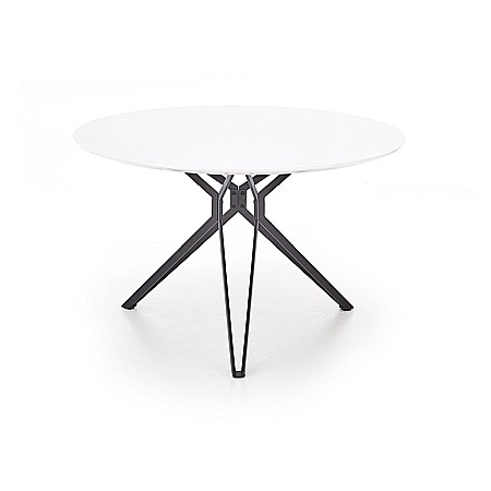 Masa living HM Pixel, MDF lacuit, cadru metalic, 120-160x120x76 cm, 6 persoane, alb/negru [2]