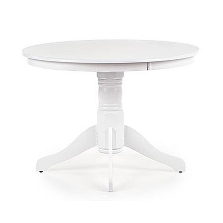 Masa living rotunda HM Gloster, blat MDF lacuit, lemn masiv, 4 persoane, 106x75 cm, alba [4]