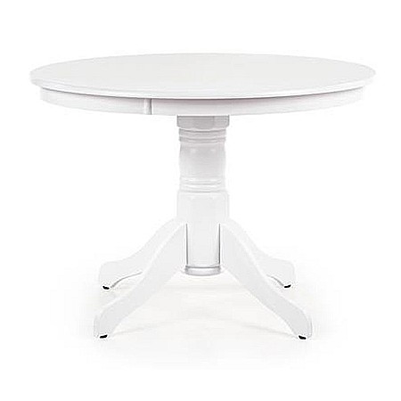 Masa living rotunda HM Gloster, blat MDF lacuit, lemn masiv, 4 persoane, 106x75 cm, alba [2]