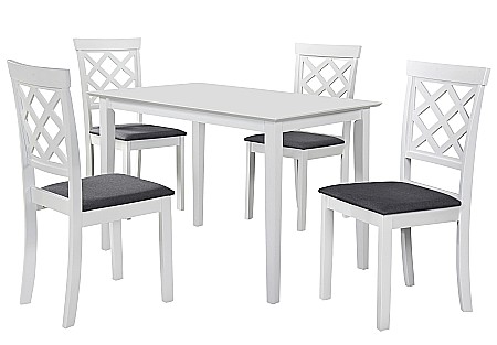 Masa living si bucatarie Bali, MDF, structura lemn masiv, 4 persoane, 112x72x74 cm, alb [6]