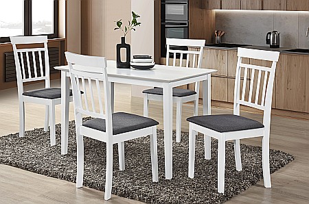 Masa living si bucatarie Bali, MDF, structura lemn masiv, 4 persoane, 112x72x74 cm, alb [5]