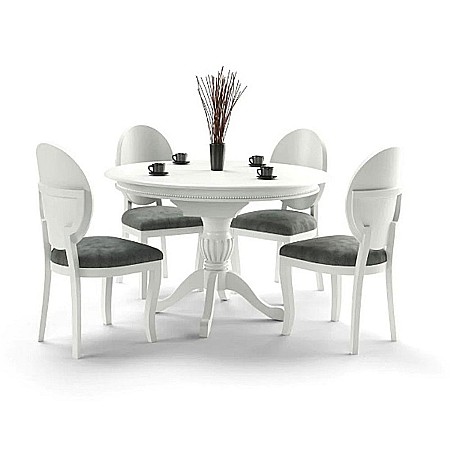 Masa living si bucatarie extensibila HM William, blat MDF, lemn masiv, 4 persoane, 90-124x90x75 cm, alb [2]