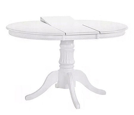 Mobilier bucatarie - Masa living si bucatarie extensibila HM William, blat MDF, lemn masiv, 4 persoane, 90-124x90x75 cm, alb