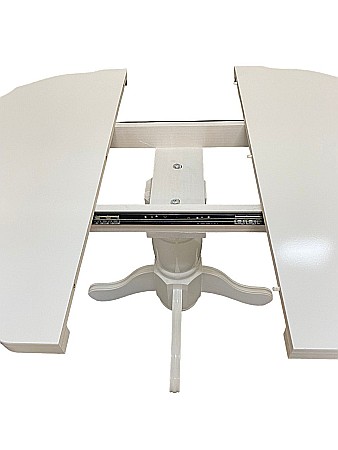 Masa living si bucatarie extensibila SB Fan, MDF Furniruit, structura lemn masiv, 4 persoane, 100-133,5x99x74 cm, alb [3]