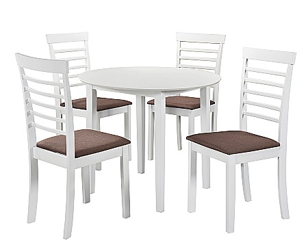 Masa living si bucatarie Sophia, blat MDF, rotunda, structura lemn masiv, 4 persoane, 90x74 cm, alb [4]