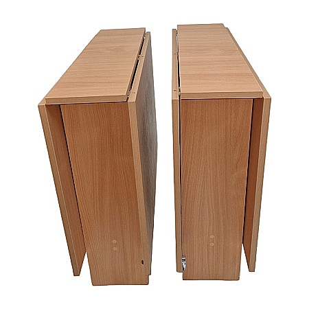 Masa plianta 12 persoane, Pal Melaminat, insertii lemn masiv, sistem cuplare blat, 274x75x78 cm, stejar sonoma [3]