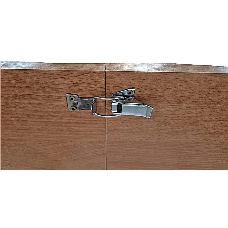 Masa plianta 12 persoane, Pal Melaminat, insertii lemn masiv, sistem cuplare blat, 274x75x78 cm, stejar sonoma [6]