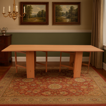 Mese pliante - Masa plianta 12 persoane, Pal Melaminat, insertii lemn masiv, sistem cuplare blat, 274x75x78 cm, cires