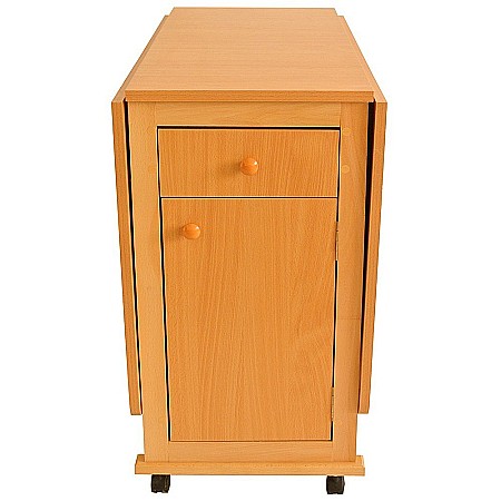 Masa plianta cu spatiu depozitare, usa si sertar, Pal Melaminat, structura lemn masiv, cu role, 8 persoane, 160x96x80 cm, cires [2]