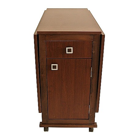 Masa plianta cu spatiu depozitare, usa si sertar, Pal Melaminat, structura lemn masiv, cu role, 8 persoane, 160x96x80 cm, cires [2]