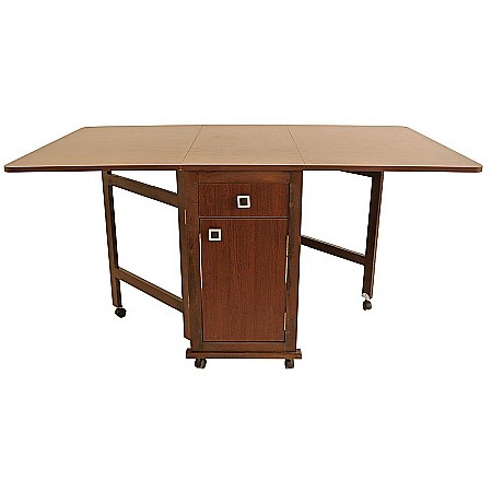 Masa plianta cu spatiu depozitare, usa si sertar, Pal Melaminat, structura lemn masiv, cu role, 8 persoane, 160x96x80 cm, wenge [1]