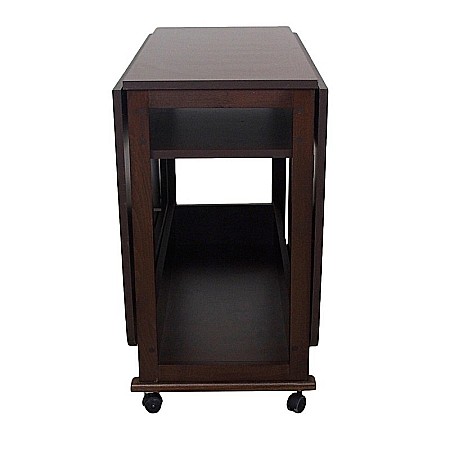 Masa plianta cu spatiu depozitare Util, pentru living si bucatarie, PAL, structura lemn masiv, cu role, 6 persoane, 160x96x80 cm, wenge [3]