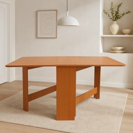 Mobila bucatarie - Masa plianta MD1, bucatarie si living, Pal Melaminat, colturi rotunjite, 6 persoane, 160x80x75 cm, cires