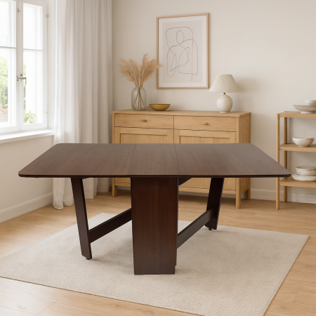 Mobila bucatarie - Masa plianta MD1, bucatarie si living, Pal Melaminat, colturi rotunjite, 6 persoane, 160x80x75 cm, wenge