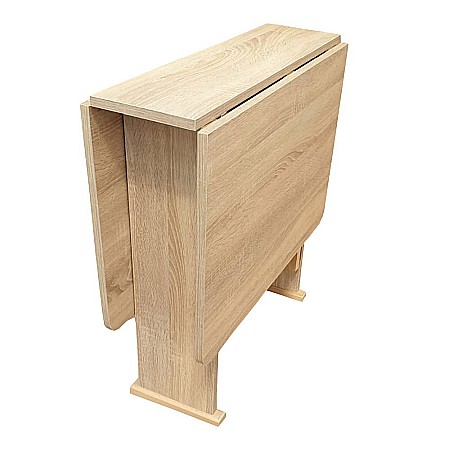 Masa plianta Practic, bucatarie si living, Pal Melaminat, insertii lemn masiv, 6 persoane, colturi rotunjite, 120x74x75 cm, nuc [1]