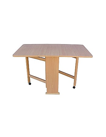 Mese bucatarie - Masa plianta Practic, bucatarie si living, Pal Melaminat, insertii lemn masiv, 6 persoane, colturi rotunjite, 120x74x75 cm, nuc