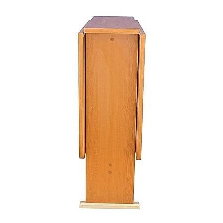 Masa plianta Practic, bucatarie si living, Pal Melaminat, insertii lemn masiv, 6 persoane, colturi rotunjite, 120x74x75 cm, nuc [1]