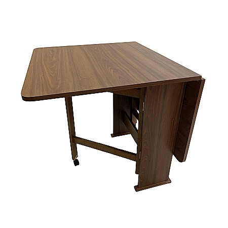 Masa plianta Practic, bucatarie si living, Pal Melaminat, insertii lemn masiv, 6 persoane, colturi rotunjite, 120x74x75 cm, wenge [2]