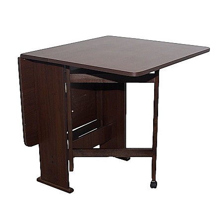 Masa plianta Practic, bucatarie si living, Pal Melaminat, insertii lemn masiv, 6 persoane, colturi rotunjite, 120x74x75 cm, nuc [1]