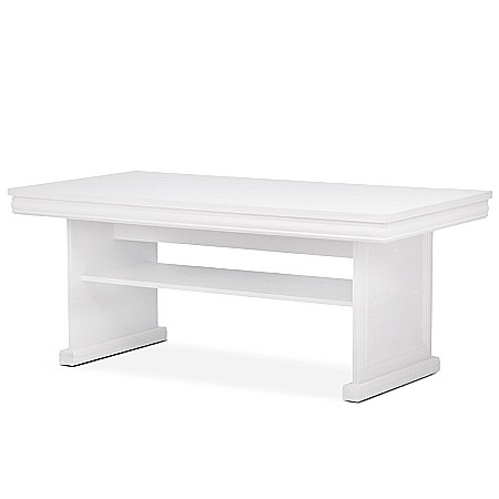 Masuta cafea cu raft depozitare VML2, PAL, insertii MDF, 125x65x53 cm, Alb Antichizat [1]