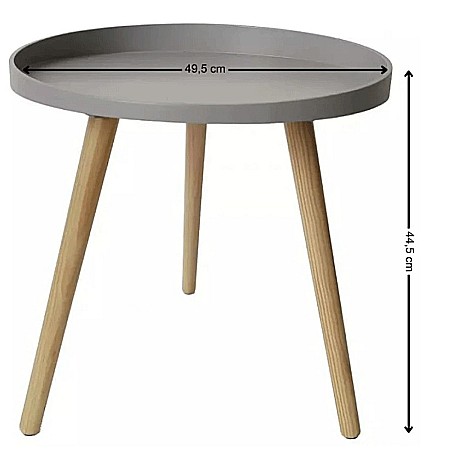 Masuta cafea rotunda, AB360, cadru lemn, blat polipropilena, 49.5x44.5 cm, gri [2]