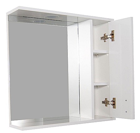 Oglinda baie cu dulap GN0001, dreptunghiulara, PAL Lucios, iluminare led, 3 rafturi, 70 cm, alb [1]