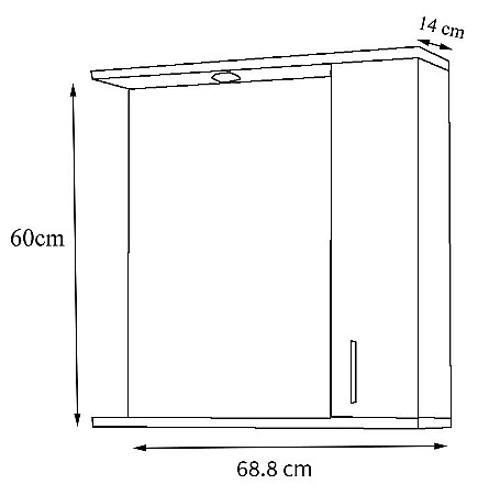 Oglinda baie cu dulap GN0001, dreptunghiulara, PAL Lucios, iluminare led, 3 rafturi, 70 cm, alb [3]