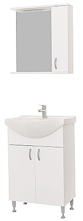 Oglinda baie cu dulap GN0001, dreptunghiulara, PAL Lucios, iluminare led, 3 rafturi, 70 cm, alb [2]