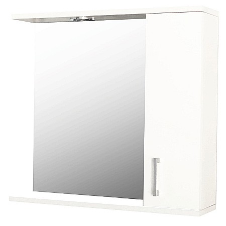 Produse - Oglinda baie cu dulap GN0001, dreptunghiulara, PAL Lucios, iluminare led, 3 rafturi, 70 cm, alb