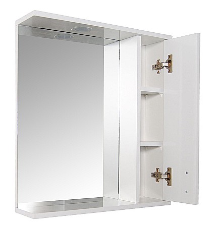 Oglinda baie cu dulap GN0001, dreptunghiulara, PAL Lucios, iluminare led, 3 rafturi, 60 cm, alb [1]