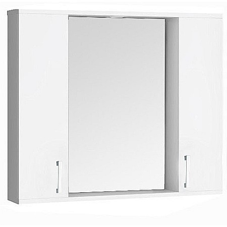 Oglinda baie cu dulap GN0001, dreptunghiulara, PAL Lucios, iluminare led, 3 rafturi, 75 cm, alb [1]