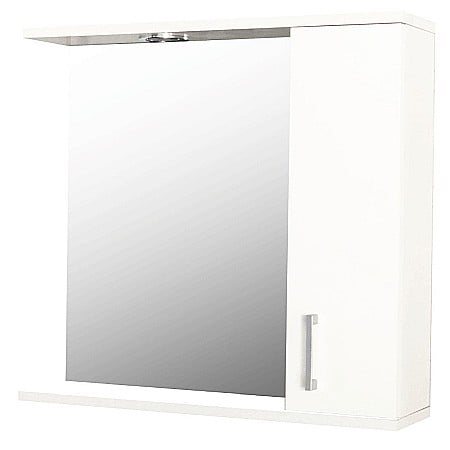 Produse - Oglinda baie cu dulap GN0001, dreptunghiulara, PAL Lucios, iluminare led, 3 rafturi, 60 cm, alb