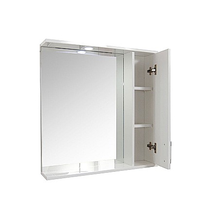 Oglinda baie cu dulap GN0201, dreptunghiulara, PAL Lucios, iluminare led, 2 rafturi, 70 cm, alb [2]