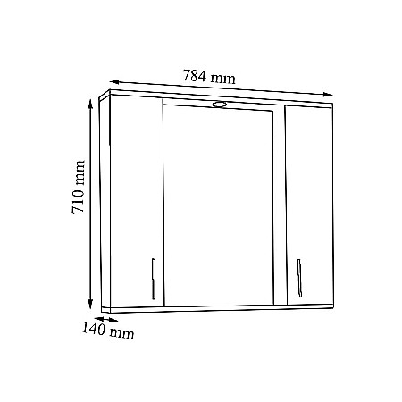 Oglinda baie cu dulap GN0201, dreptunghiulara, PAL Lucios, iluminare led, 4 rafturi, 80 cm, alb [2]