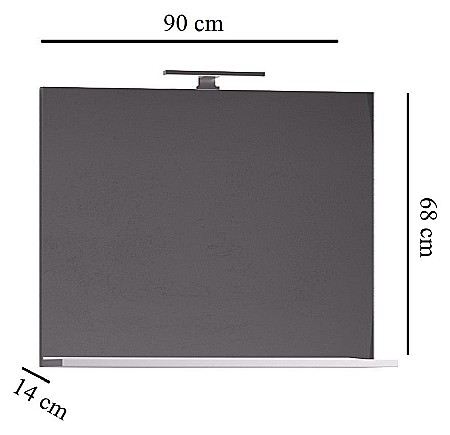 Oglinda baie cu polita GN0551, dreptunghiulara, PAL, 90 cm, alb [1]