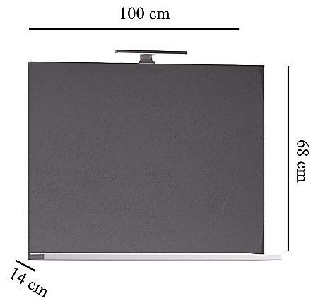 Oglinda baie cu polita GN0551, dreptunghiulara, PAL, 100 cm, alb [1]