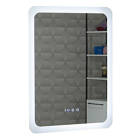 Oglinda baie GNMD21 cu iluminare LED, functie dezaburire, ceas si termometru, 60 cm, suspendata, alb [1]