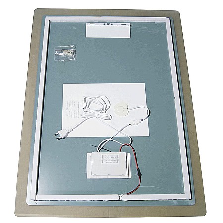 Oglinda baie GNMD21 cu iluminare LED, functie dezaburire, ceas si termometru, 60 cm, suspendata, alb [2]