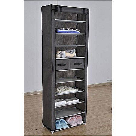 Pantofar textil GN Zipper, 10 rafturi, cu 2 fermoare, 2 cutii depozitare, capacitate 30 perechi, gri [4]
