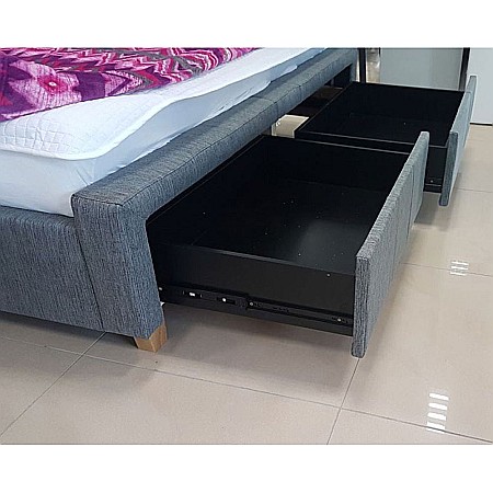 Pat cu spatiu depozitare SL Ascot, matrimonial, cu somiera, lemn masiv, tapitat cu stofa, 160x200, gri [3]